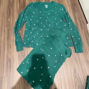 Wondershop Green Pajama Set with Floral Accents
